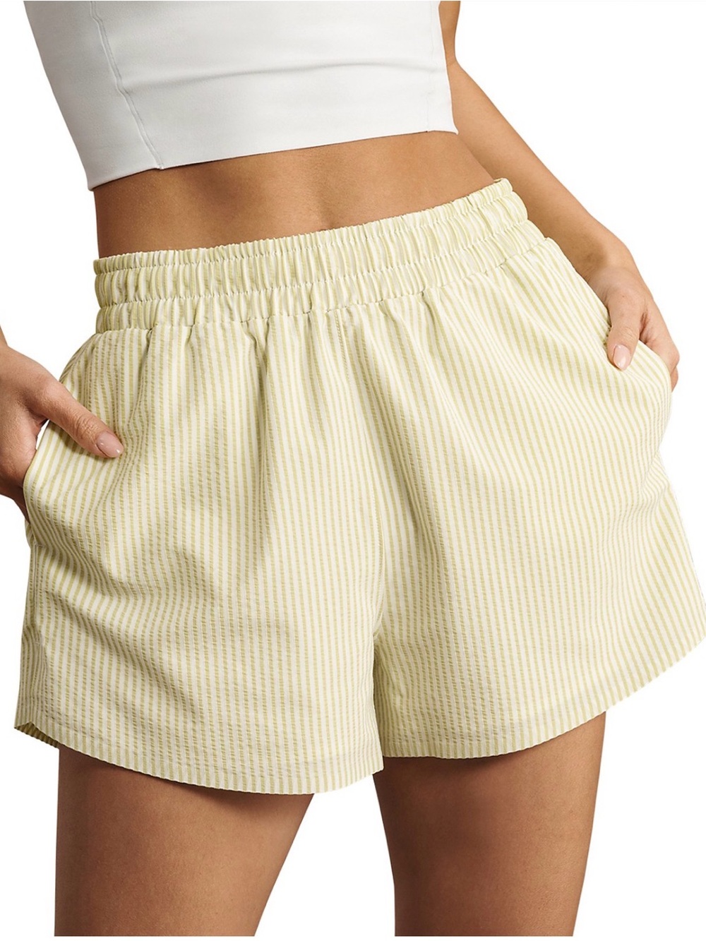 RHONE Light Yellow Pinstripe Athletic Shorts